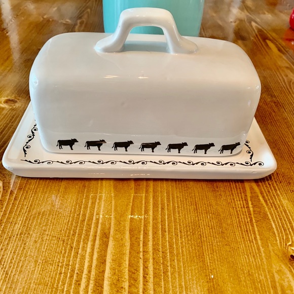 Other - Farmhouse Decor Cow Butter Dish in Ceramic